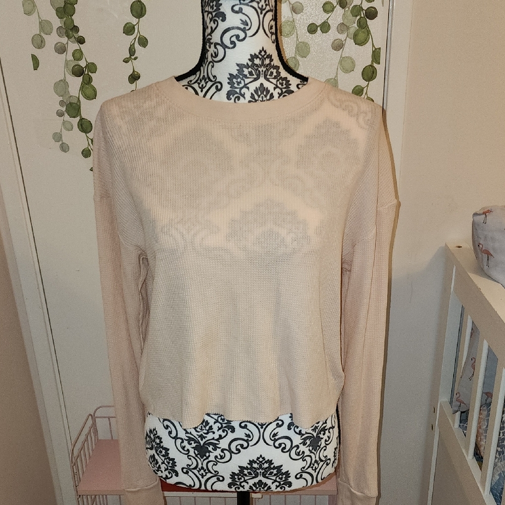 Wild Fable Cream Knit Top1 And American Eagle Burnout Henley Xs